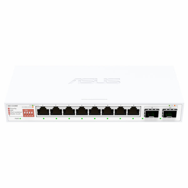 ASUS 8x2.5G + 2x10G SFP+ Unmanaged Network Switch- White-QG-U1080