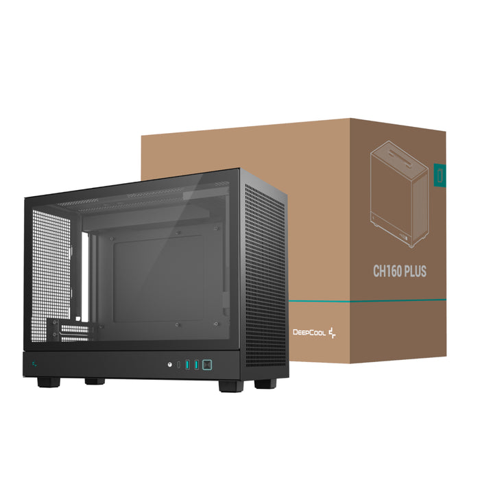 DeepCool CH160 PLUS Micro-ATX Chassis - Black-R-CH160-BKNGM0-G
