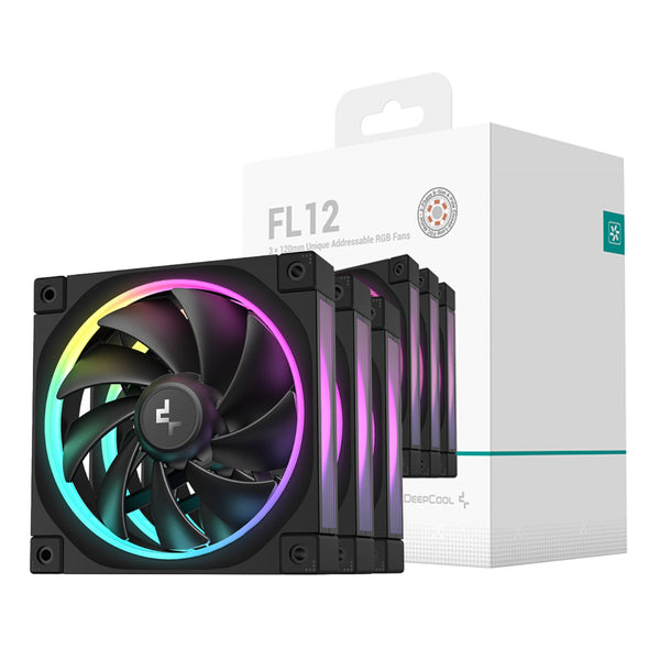 DeepCool FL12 SE 3-in-1 ARGB 120mm Fan Pack - Black-R-FL12SE-BKAPN3-G