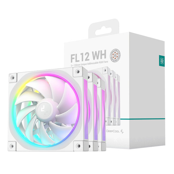 DeepCool FL12 SE 3-in-1 ARGB 120mm Fan 3 Pack - White-R-FL12SE-WHAPN3-G