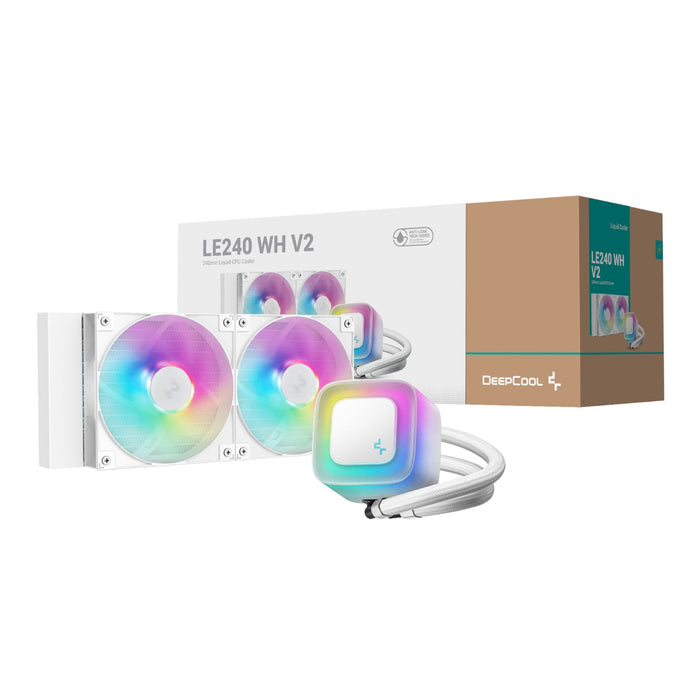 DeepCool LE240 V2 240mm ARGB AIO CPU Liquid Cooler - White-R-LE240-WHAMMN-G-2