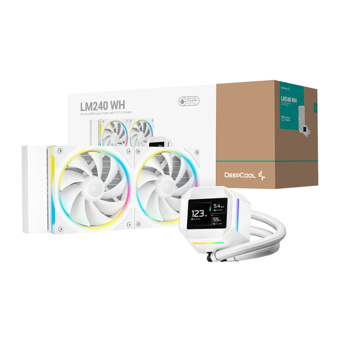 DeepCool LM240 ARGB 240mm AiO CPU Liquid Cooler - White-R-LM240-WHDMMC-1