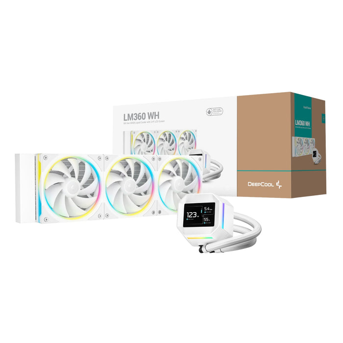 DeepCool LM360 ARGB 360mm AIO CPU Liquid Cooler - White-R-LM360-WHDMMC-1