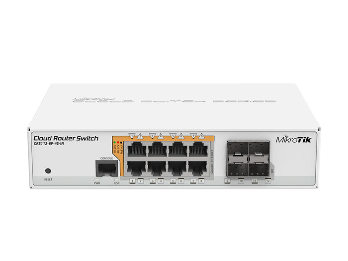 MikroTik Cloud Router Switch CRS112-8P-4S-IN: 8 Port PoE, 4 SFP. High-Performance Network Switch