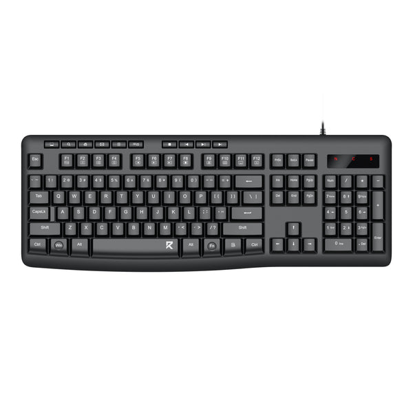 Redragon BK-7366 Full-size Ergonomic Wired Membrane Office Keyboard - Black-RD-BK-7366
