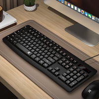 Redragon BK-7366 Full-size Ergonomic Wired Membrane Office Keyboard - Black-RD-BK-7366