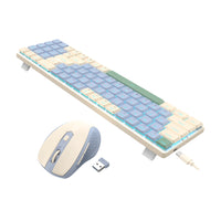 Redragon BS8772 Wireless Keyboard and Mouse Combo - Cream/Blue-RD-BS-8772CB
