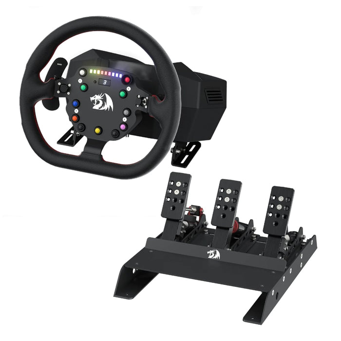 Redragon GT-32 Racing Wheel with Force Feedback and Pedal Set - Immersive Racing Simulator Experience