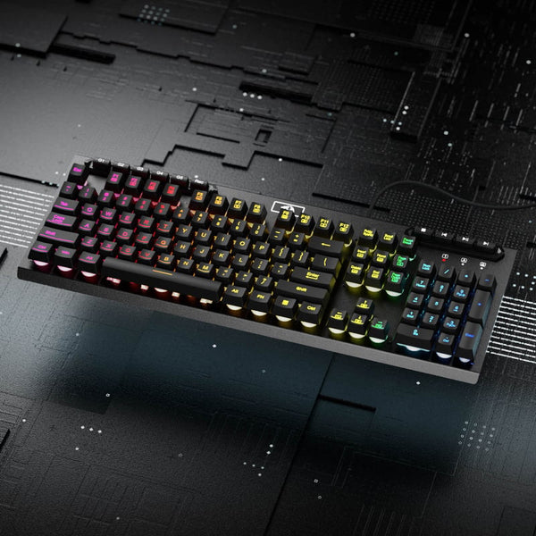 Redragon K513 ADITYA RGB Gaming Keyboard - Black. Full-Size Mechanical Feel Membrane Keys, Custom Macro Keys, Anti-Ghosting, Dedicated Media Control