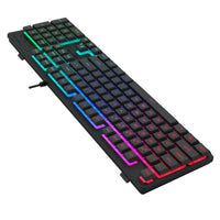 Redragon K521 Rainbow LED Gaming Keyboard: Black, Full-Size Membrane Keyboard with Backlit Keys and Multimedia Controls