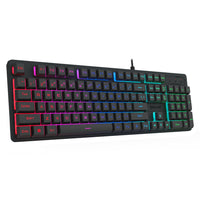 Redragon K521 Rainbow LED Gaming Keyboard: Black, Full-Size Membrane Keyboard with Backlit Keys and Multimedia Controls