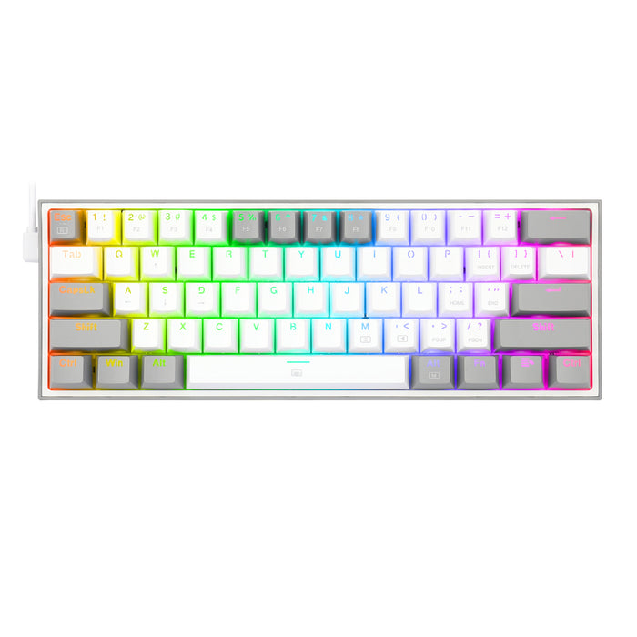 Redragon K617 FIZZ 60% Wired RGB Gaming Keyboard - White/Grey-RD-K617-RGB-WG