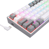 Redragon K617 FIZZ 60% Wired RGB Gaming Keyboard - White/Grey-RD-K617-RGB-WG