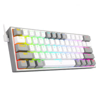 Redragon K617 FIZZ 60% RGB Gaming Keyboard: Compact mechanical keyboard with vibrant RGB lighting and 61 keys. White keyboard