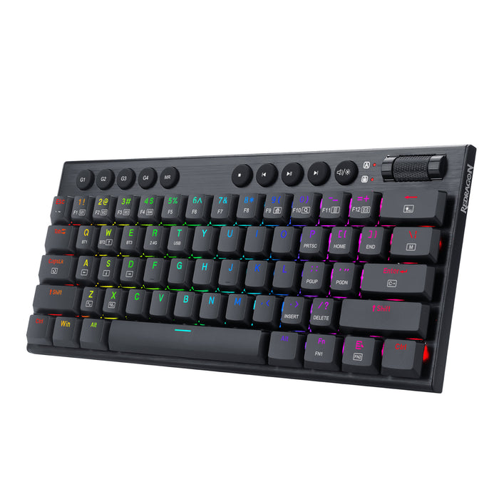 REDRAGON Horus Mini 61Key Red Switch RGB Low Profile Gaming Mechanical Keyboard - Black-RD-K632-RGB