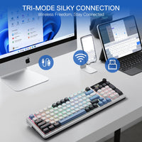 Redragon K719WGB GALATIN RGB PRO Full sized Wireless Gaming Keyboard - White-RD-K719WGB-RGB-PRO