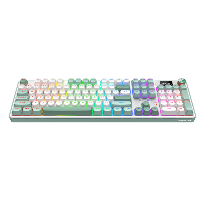 Redragon WYVERN K761 Pro Full-size RGB Wireless Mechanical Gaming Keyboard - White/Green-RD-K761WG-RGB-PRO