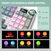 Redragon WYVERN K761 Pro Full-size RGB Wireless Mechanical Gaming Keyboard - White/Green-RD-K761WG-RGB-PRO