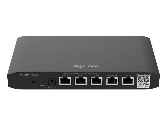 Ruijie Reyee RG-EG105G-V3: Gigabit Cloud Router, 5-Port, 2 WAN Ports for Network Connectivity & High Speed Internet Access