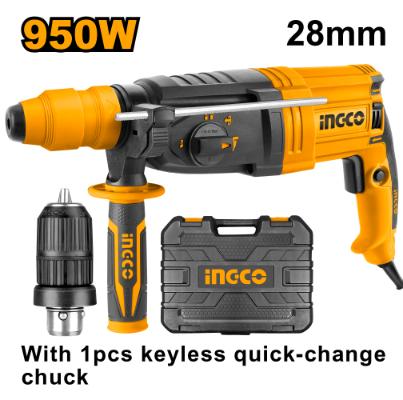 INGCO RGH9528-2 Rotary Hammer Drill 950W - Powerful Hammer Drill with Accessories