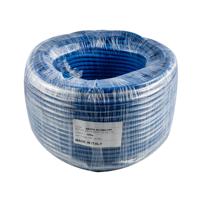 Ultra Soft Air Hose 6mm x 12mm Blue 100m | Flexible Tubing, Pneumatic Hose, Compressed Air | High Pressure, Made in Italy