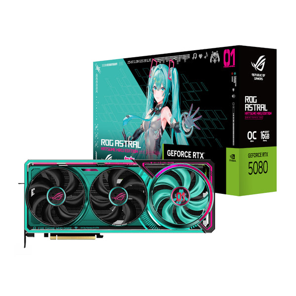 Asus ROG Astral GeForce RTX 5080 16GB GDDR7 OC Hatsune Miku Graphics Card-ROG-ASTRAL-RTX5080-O16G-M