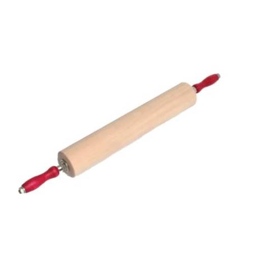 Wooden Rolling Pin 350mm with Red Handles | Baking Dough Kitchen Tool