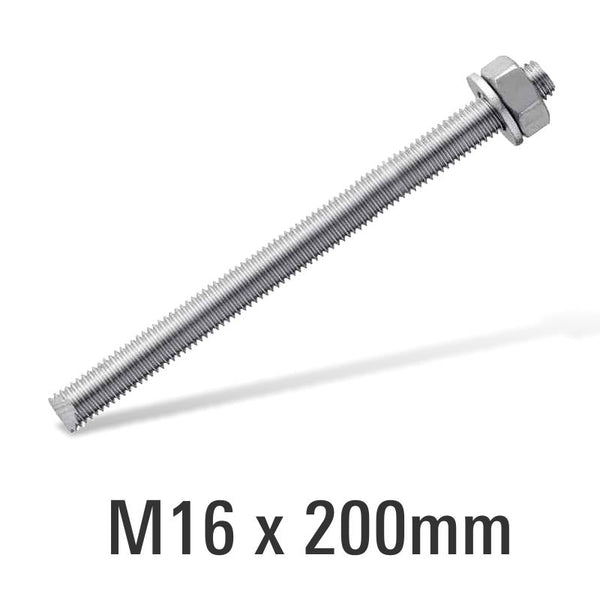ANCHORS DI 8.8 Electro Galv Stud M16X200 With Nut And Washer - RSEG16X200EL