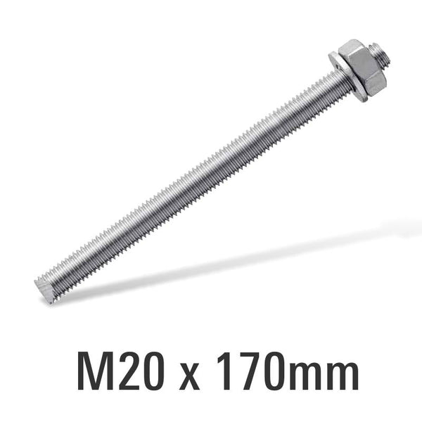 ANCHORS DI En8 Electro Galv Stud M20X170 With Nut And Washer - RSEG20X170EN8