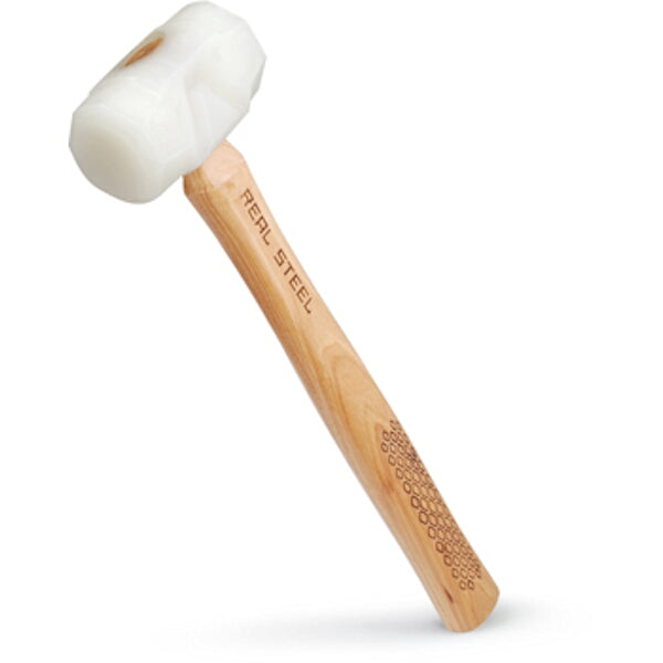 Real Steel Urethane Hammer - 38mm Face, Wood Handle - Durable Mallet for Precise Work