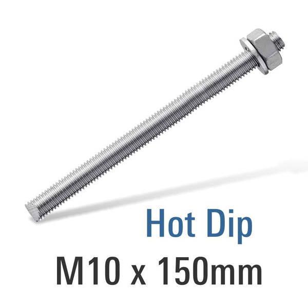 ANCHORS DI 8.8 Hot Dip Galv Stud M10X150 With Nut And Washer - RSHDG10X150