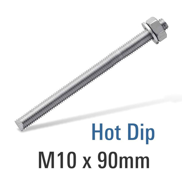 ANCHORS DI 8.8 Hot Dip Galv Stud M10X90 With Nut And Washer - RSHDG10X90