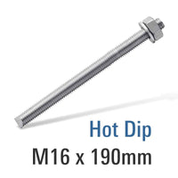 ANCHORS DI 8.8 Hot Dip Galv Stud M16X190 With Nut And Washer - RSHDG16X190