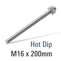 ANCHORS DI 8.8 Hot Dip Galv Stud M16X200 With Nut And Washer - RSHDG16X200