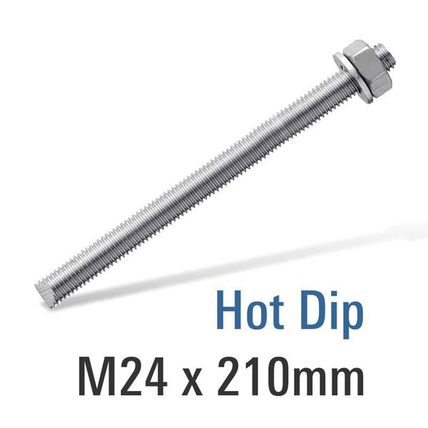 ANCHORS DI 8.8 Hot Dip Galv Stud M24X210 With Nut And Washer - RSHDG24X210