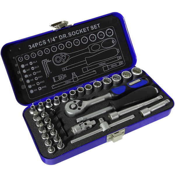 MajorTech  34pc Socket Set with Metal Cas-With Metal Case - RSS34
