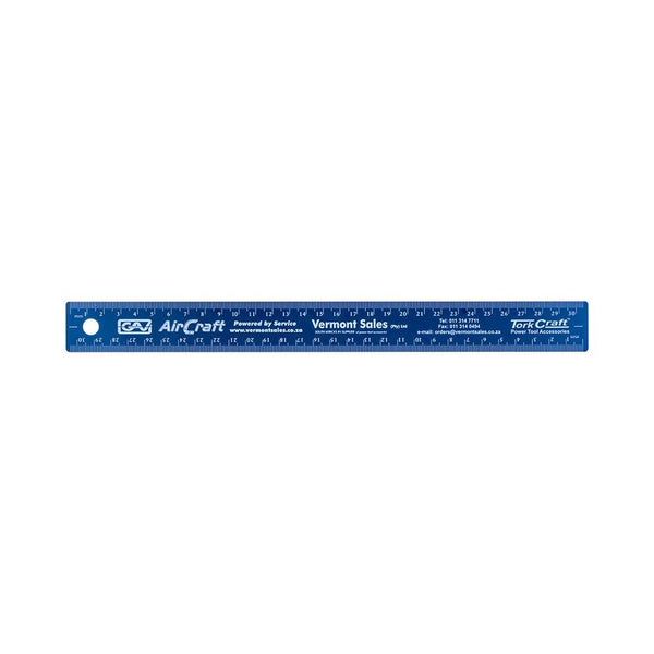 300MM CORK BACKED STAINLESS STEEL RULER RED