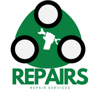 Repairs Services Logo: Hand Holding Wrench with Circular Elements | Repairs Repair Services