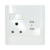 SINGLE WALL SOCKET (16A X1), (2X 2.1A USB) S001-B - PWR-SOCKET-USB