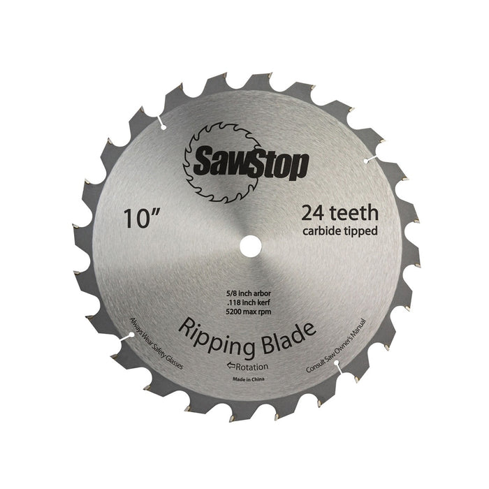 SawStop 10-inch Ripping Blade, 24 Teeth Carbide Tipped. High-Quality Saw Blade for Woodworking and Saw Safety. 