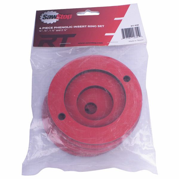 SawStop 4-Piece Phenolic Router Table Insert Ring Set: 1/4", 1/2", 1 1/2", 2 1/2"