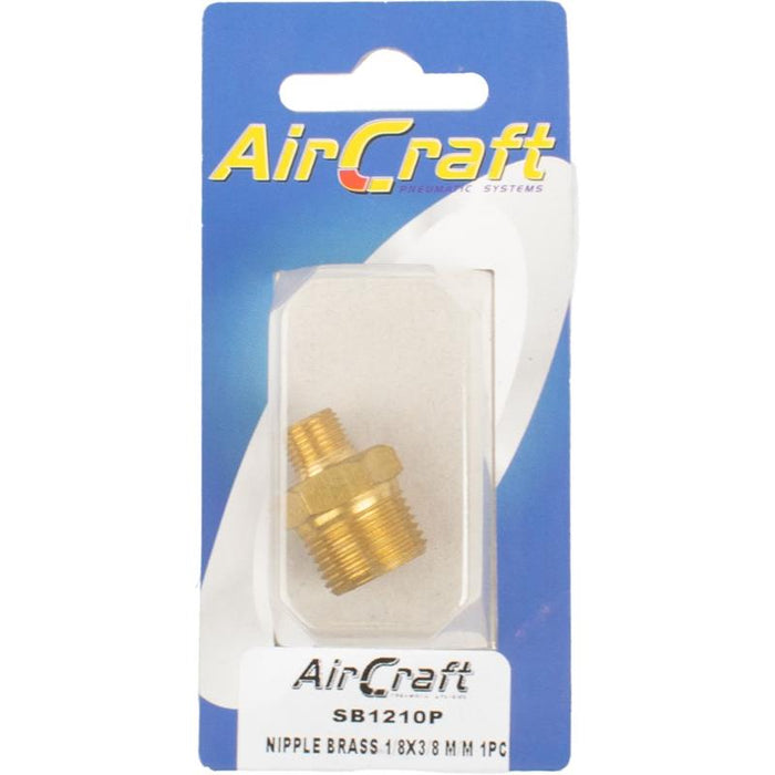 NIPPLE BRASS 1/8X3/8 M/M 1PC PACK