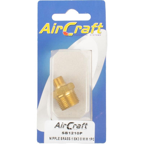 NIPPLE BRASS 1/8X3/8 M/M 1PC PACK