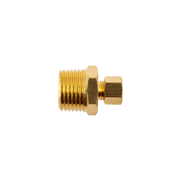 Brass Compression Fitting, 6mm x 1/2" Male Adapter - Conical Straight Plumbing Component for Pipes & Hoses