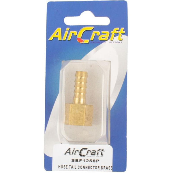 HOSE TAIL CONNECTOR BRASS 1/4F X 8MM 1PC PACK