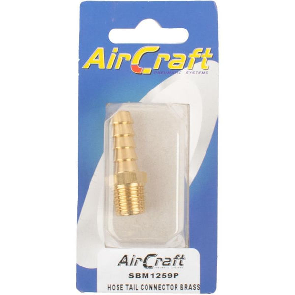 HOSE TAIL CONNECTOR BRASS 1/4M X 10MM 1PC PACK