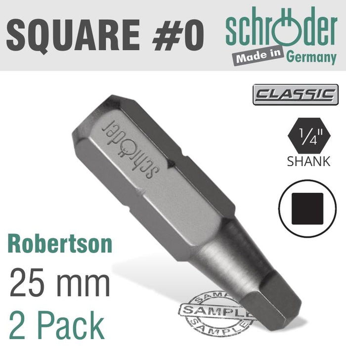 SQ.RECESS N.0X25MM BIT 2CD