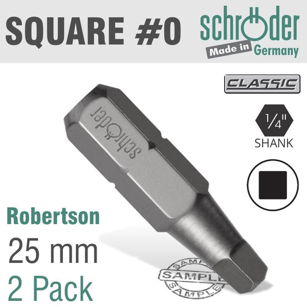 SQ.RECESS N.0X25MM BIT 2CD