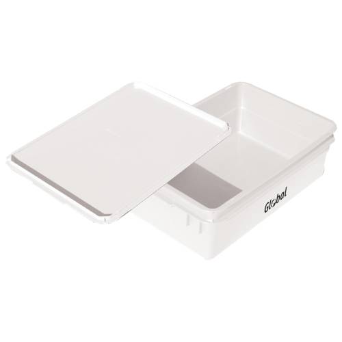 Global Storage Container Large w/ Lid: Plastic 600x400x195mm. Heavy Duty Storage Bin for Home, Office, & Industrial Organization