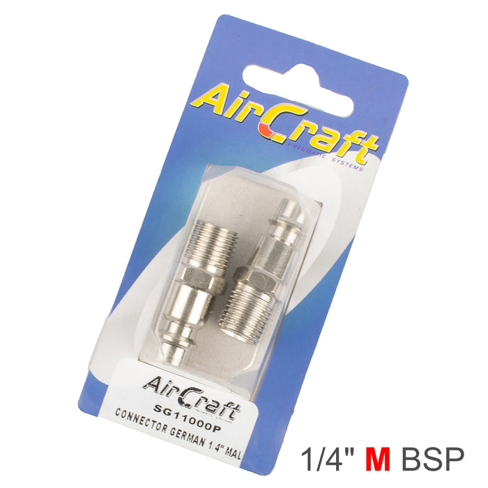 CONNECTOR GERMAN 1/4' MALE 2PC PACK